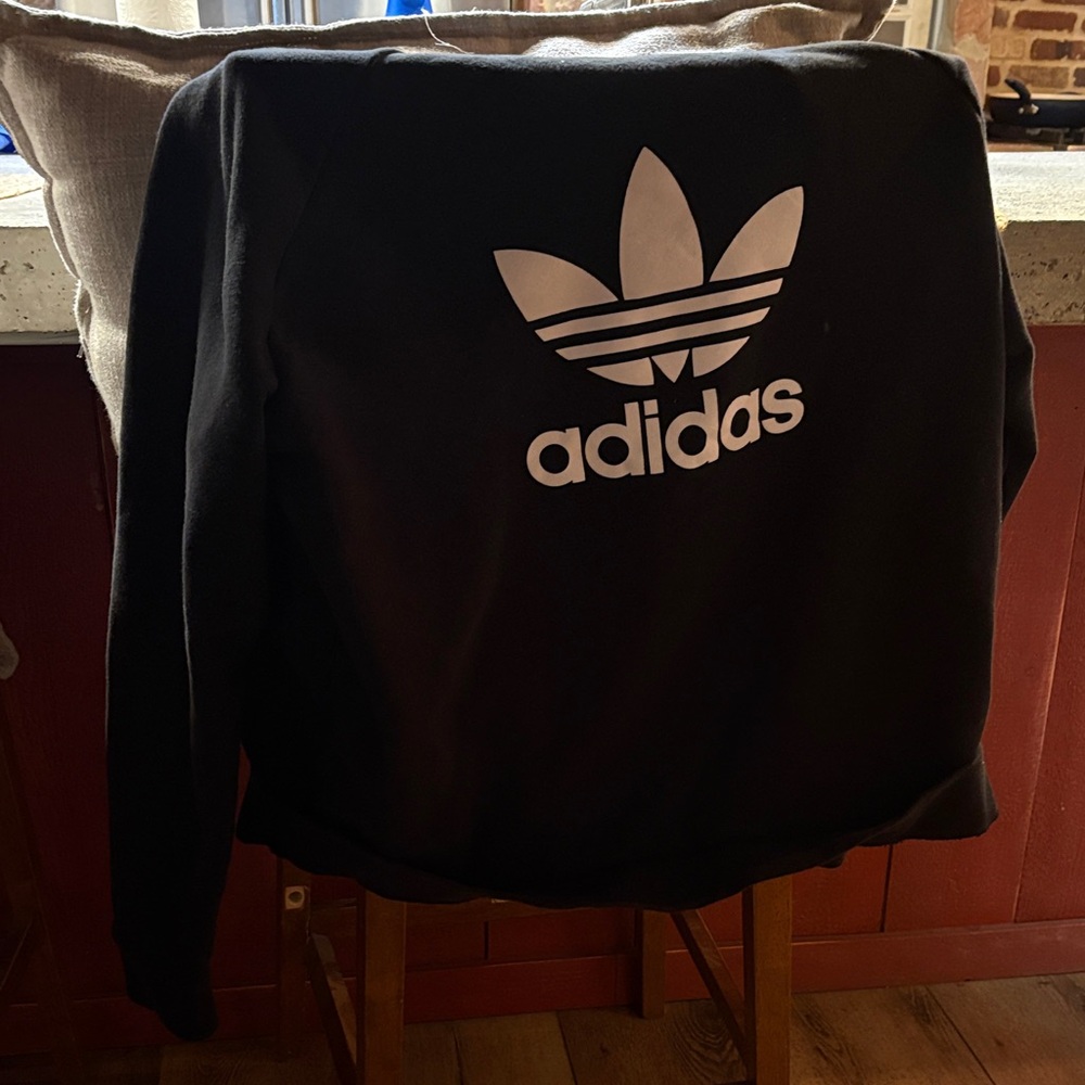 Adidas Black Crewneck with White Trefoil